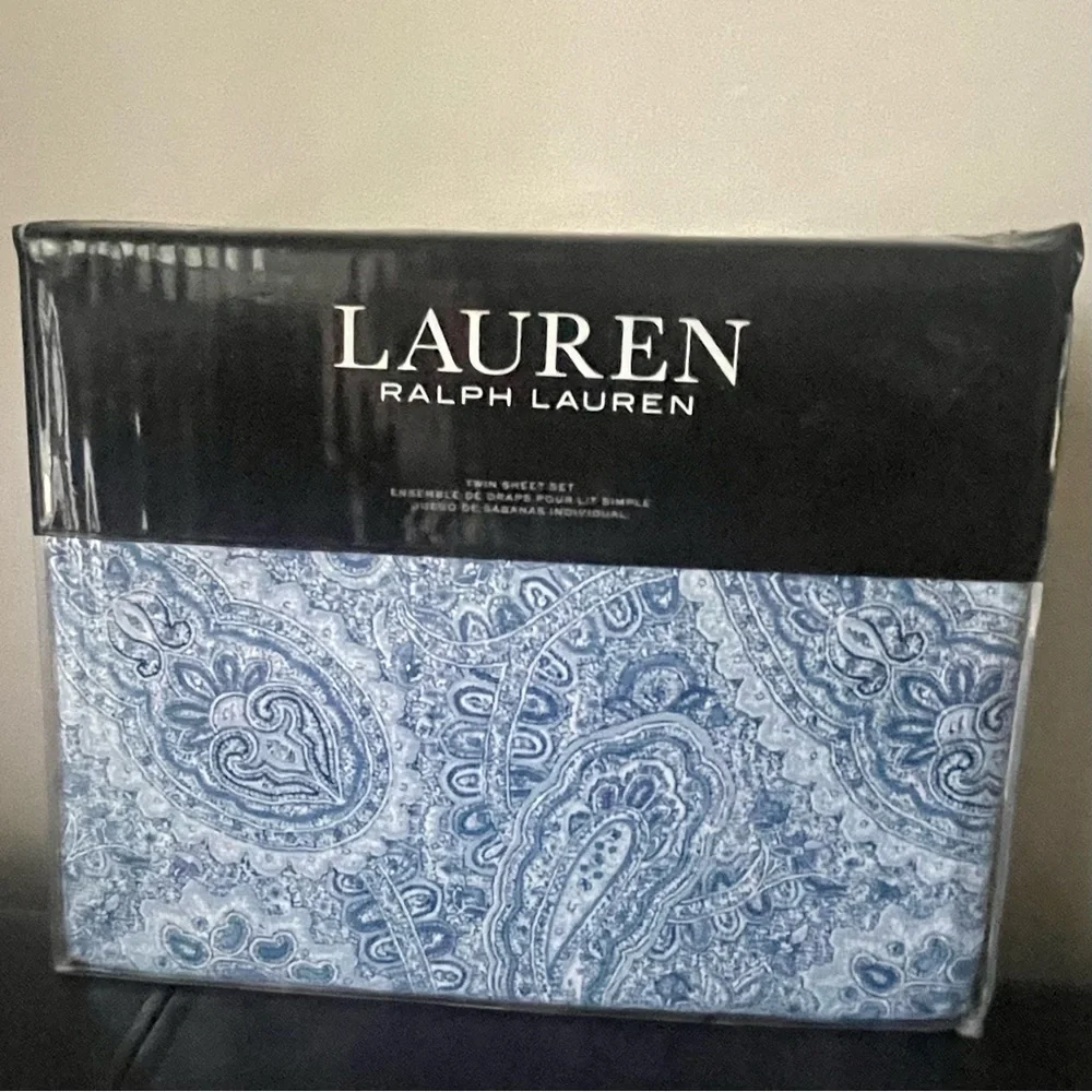 Ralph Lauren Twin Sheet Set 100% Cotton Flannel Bantry Paisley Blue